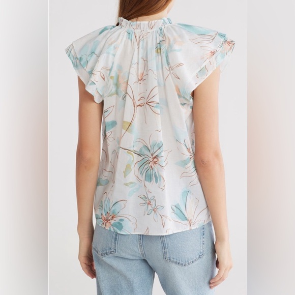New! Parker Brand from Nordstrom, Floral Ruffle Sleeve Top Women’s Size medium - Picture 3 of 15